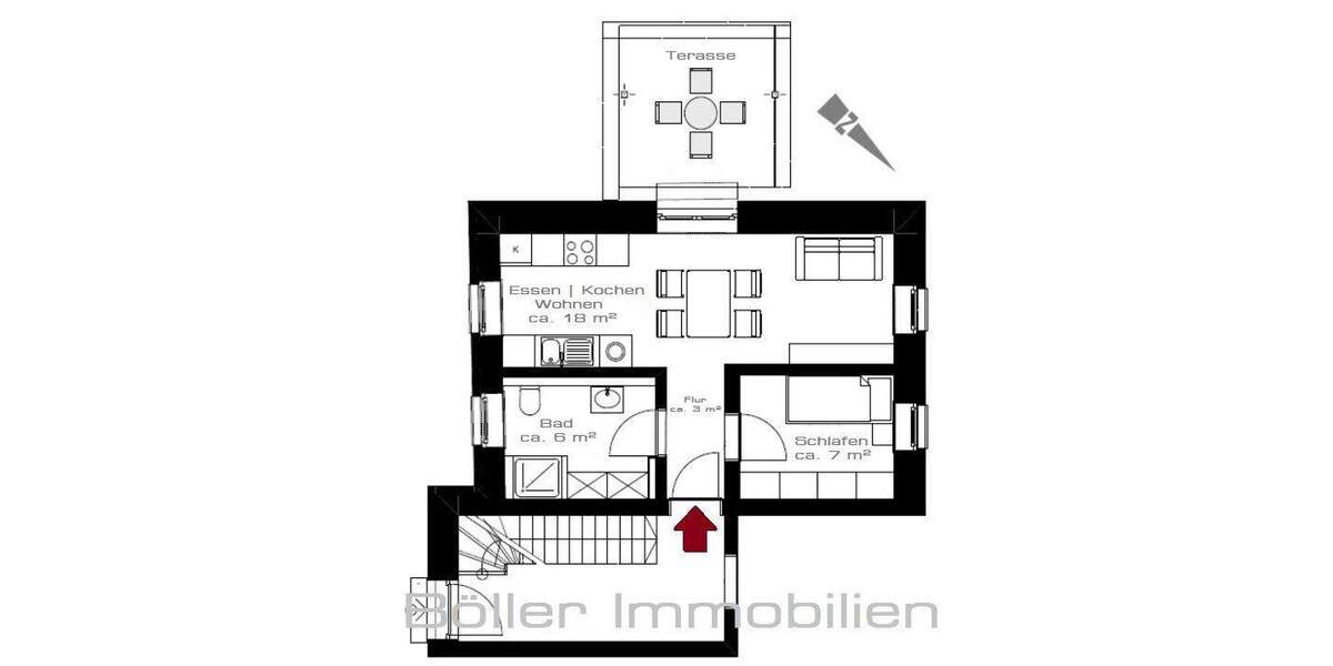 Etagenwohnung Nürnberg Almoshof - 1 Zimmer, 33 m&sup2;, 590&euro; | Angebot:25248823