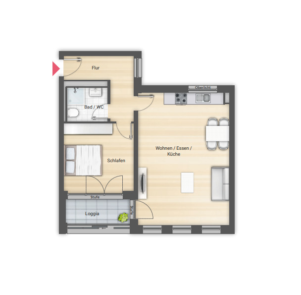 2-Zimmer-Wohnung mit EBK und Loggia in zentraler Lage! 2 zimmer