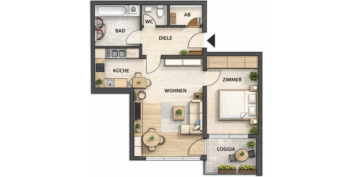 Etagenwohnung Fürth Nordstadt - 2 Zimmer, 51 m&sup2;, 194.500&euro; | Angebot:26537067