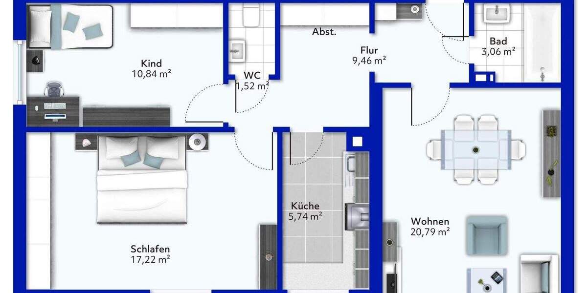 Helle 3-Zimmer-Wohnung mit Süd-Balkon, Garage und Einbauküche - sofort beziehbar 3 zimmer
