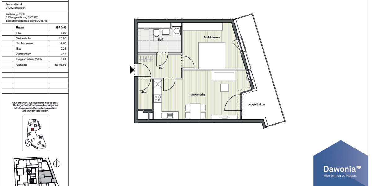 Etagenwohnung Erlangen Anger - 2 Zimmer, 59 m&sup2;, 900&euro; | Angebot:26833784