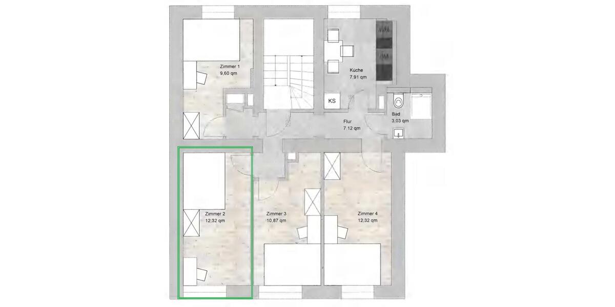 Erdgeschoßwohnung Nürnberg Rabus - 1 Zimmer, 12 m&sup2;, 385&euro; | Angebot:24878753
