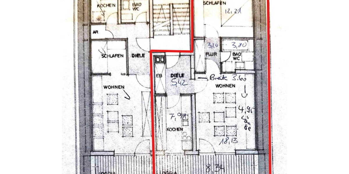 Etagenwohnung Nürnberg Laufamholz - 2 Zimmer, 55 m&sup2;, 810&euro; | Angebot:26188302