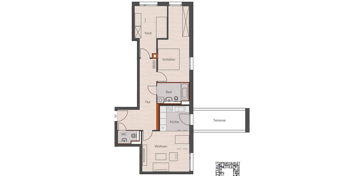 Etagenwohnung Nürnberg St Jobst - 3 Zimmer, 84 m&sup2;, 1.150&euro; | Angebot:26389492