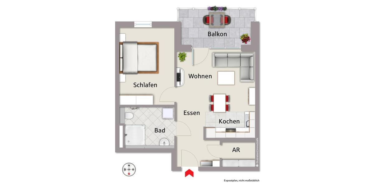 Etagenwohnung Nürnberg Katzwang - 2 Zimmer, 57 m&sup2;, 930&euro; | Angebot:25367312