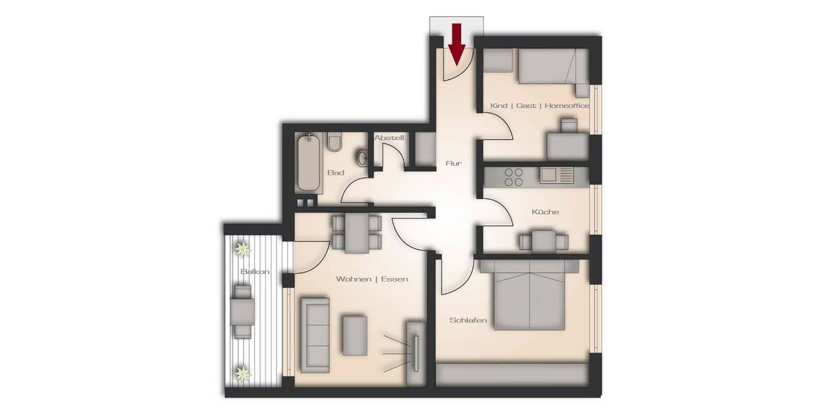 Etagenwohnung Zirndorf Weiherhof - 3 Zimmer, 75 m&sup2;, 230.000&euro; | Angebot:26725396