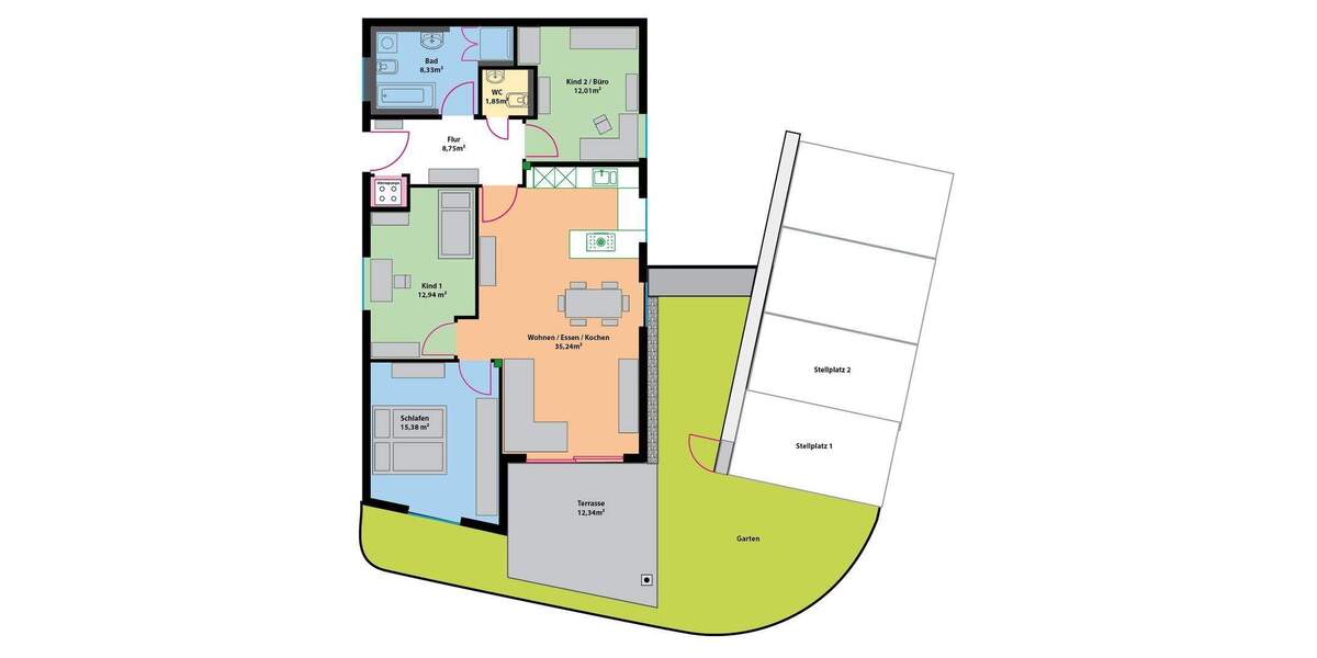 Terrassenwohnung Feucht - 4 Zimmer, 102 m&sup2;, 499.000&euro; | Angebot:25760519