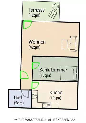 Etagenwohnung Burgthann - 2 Zimmer, 80 m&sup2;, 800&euro; | Angebot:26869273