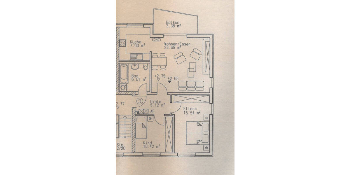 Etagenwohnung Nürnberg Steinbühl - 3 Zimmer, 70 m&sup2;, 225.000&euro; | Angebot:23950626