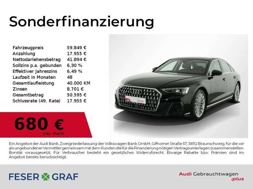 Audi A8 27.990 km 59.849 € Nürnberg 90411
