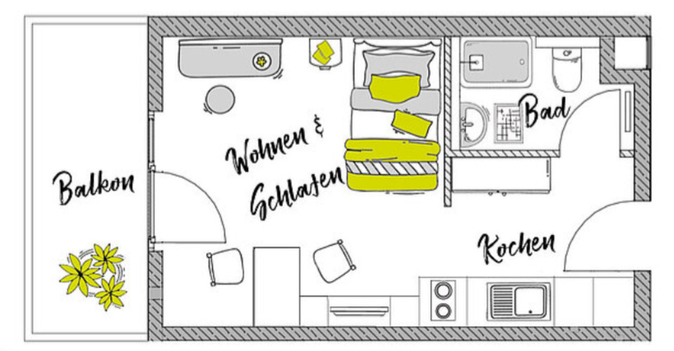 Möbliertes 1-Zimmer-Apartment mit Internet – 2 Min. zum Hbf Nürnb 1 zimmer