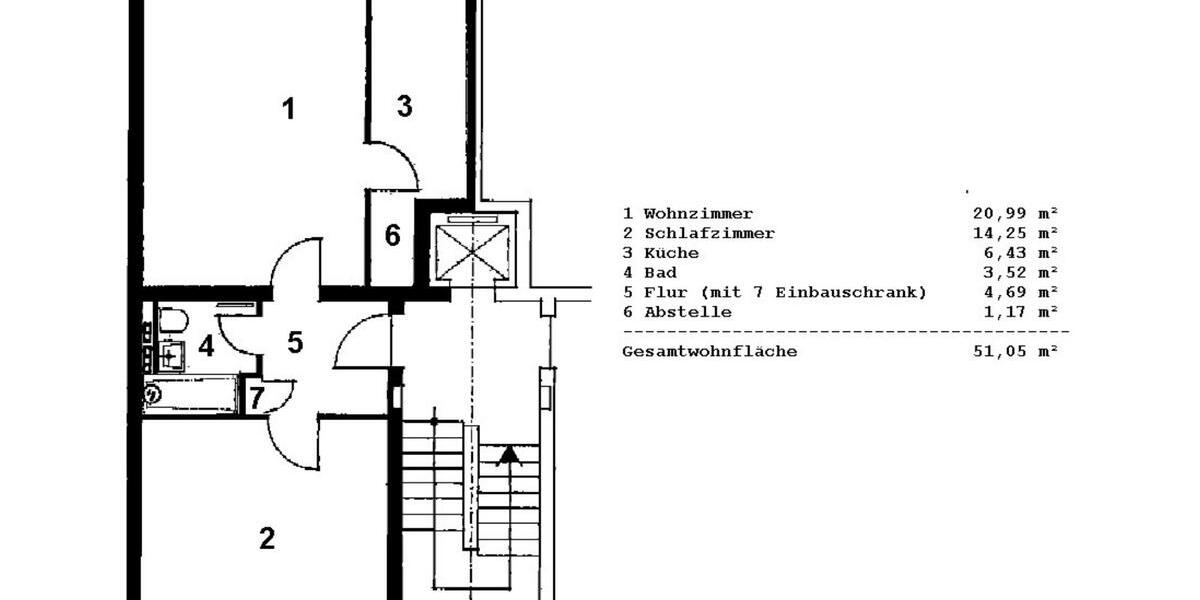 Etagenwohnung Nürnberg Kleinweidenmühle - 2 Zimmer, 51 m&sup2;, 220.000&euro; | Angebot:18149260