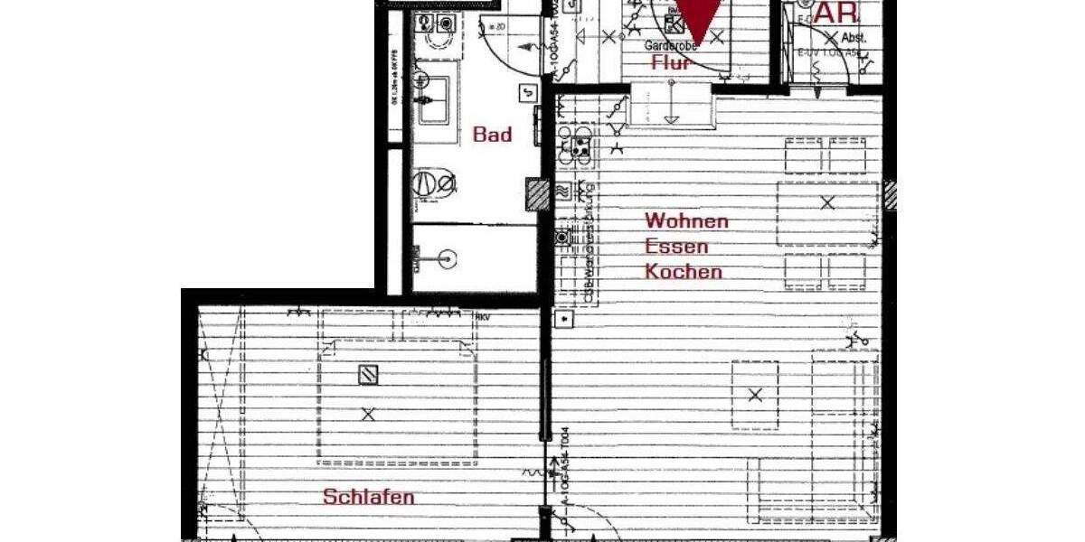 Etagenwohnung Nürnberg Gärten b Wöhrd - 2 Zimmer, 50 m&sup2;, 890&euro; | Angebot:26658948