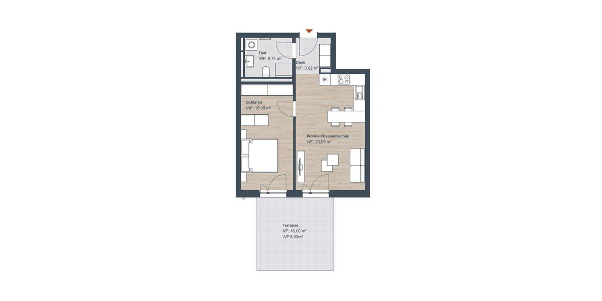 Terrassenwohnung Röthenbach an der Pegnitz Röthenbach - 2 Zimmer, 56 m&sup2;, 329.923&euro; | Angebot:26851404