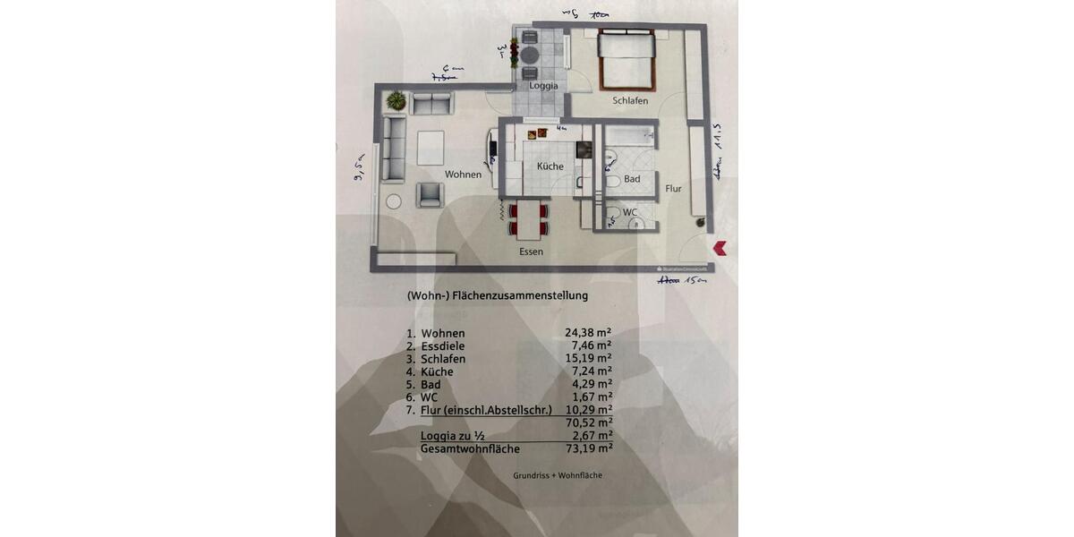 Etagenwohnung Fürth Atzenhof - 2 Zimmer, 73 m&sup2;, 299.000&euro; | Angebot:26865338