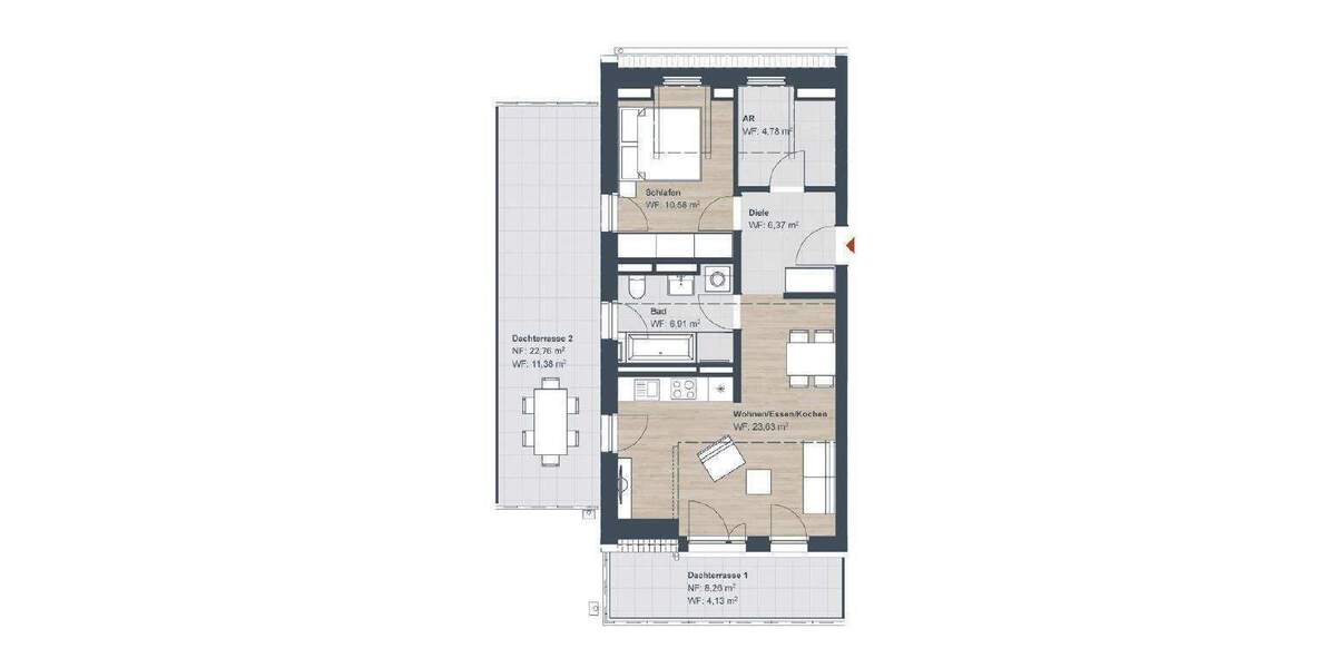 Terrassenwohnung Röthenbach an der Pegnitz Röthenbach - 2 Zimmer, 67 m&sup2;, 402.205&euro; | Angebot:25736146