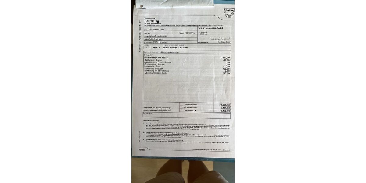 Dacia Duster 84.000 km 13.700 &euro; Hemhofen 91334
