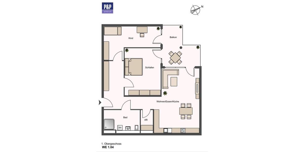 Etagenwohnung Fürth Innenstadt - 2 Zimmer, 61 m&sup2;, 1.129&euro; | Angebot:26740906