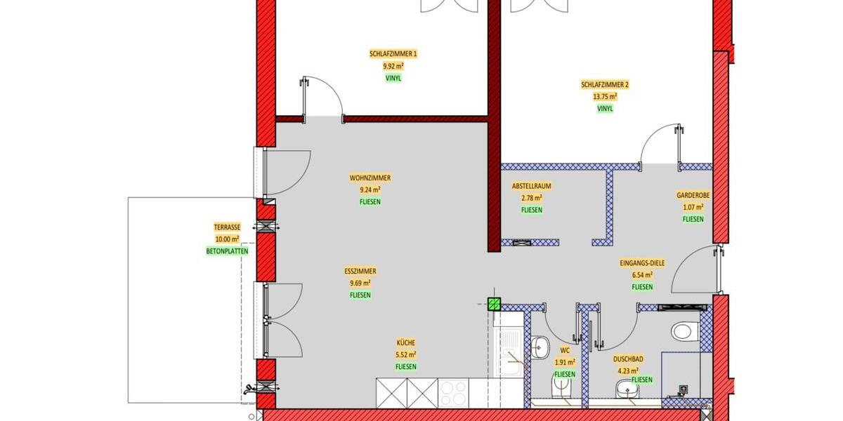 Erdgeschoßwohnung Erlangen Alterlangen - 3 Zimmer, 69 m&sup2;, 399.000&euro; | Angebot:25765627