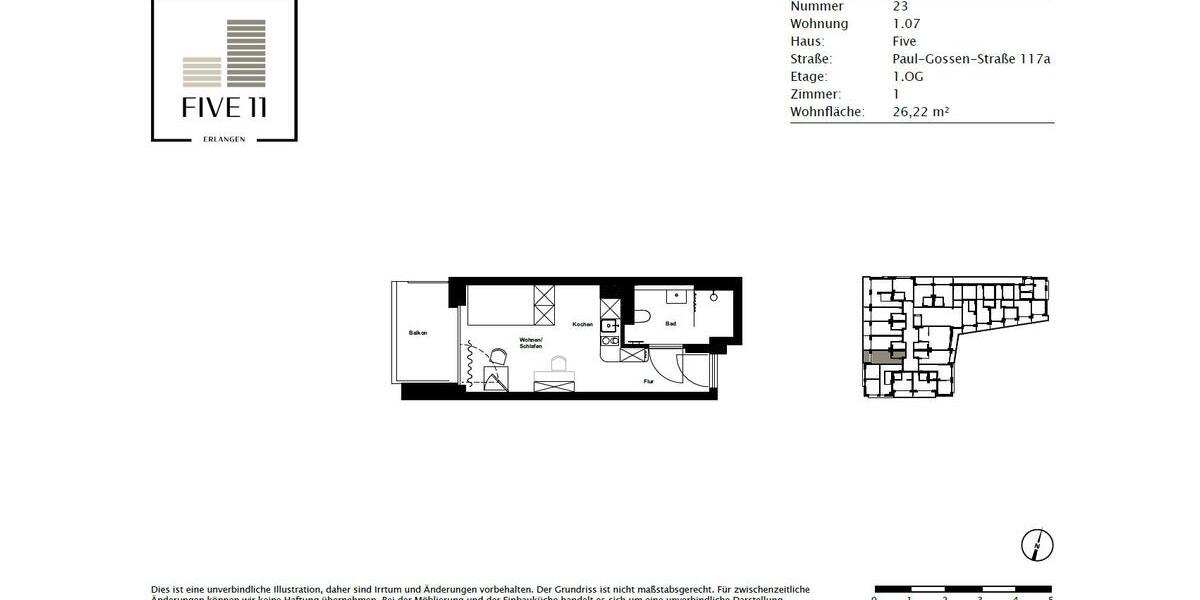 Möbliertes 1-Zimmer-Apartment mit Balkon in Erlangen 1 zimmer