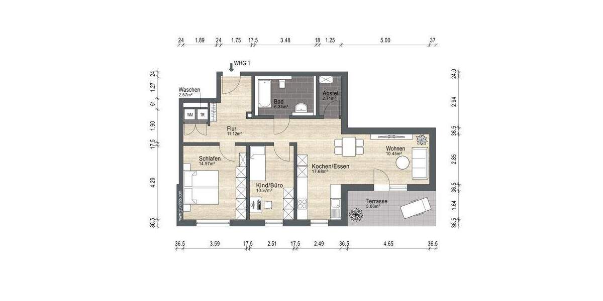Etagenwohnung Nürnberg Altenfurt - 3 Zimmer, 81 m&sup2;, 494.900&euro; | Angebot:23937672