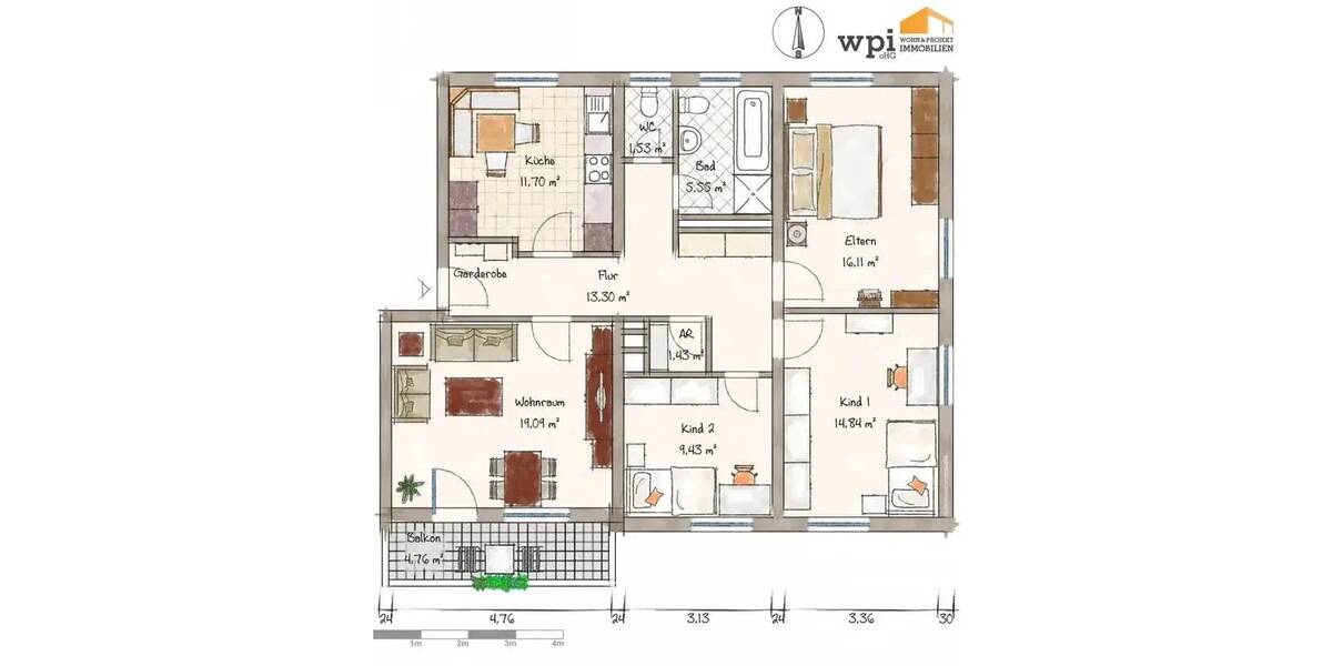 Etagenwohnung Schwabach Limbach - 4 Zimmer, 98 m&sup2;, 980&euro; | Angebot:25096329