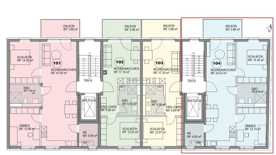 Etagenwohnung Nürnberg Eberhardshof - 3.5 Zimmer, 77 m&sup2;, 1.400&euro; | Angebot:26694024