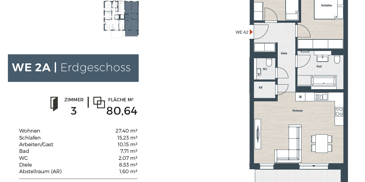 Etagenwohnung Erlangen Dechsendorf - 3 Zimmer, 80 m&sup2;, 1.660&euro; | Angebot:26787346