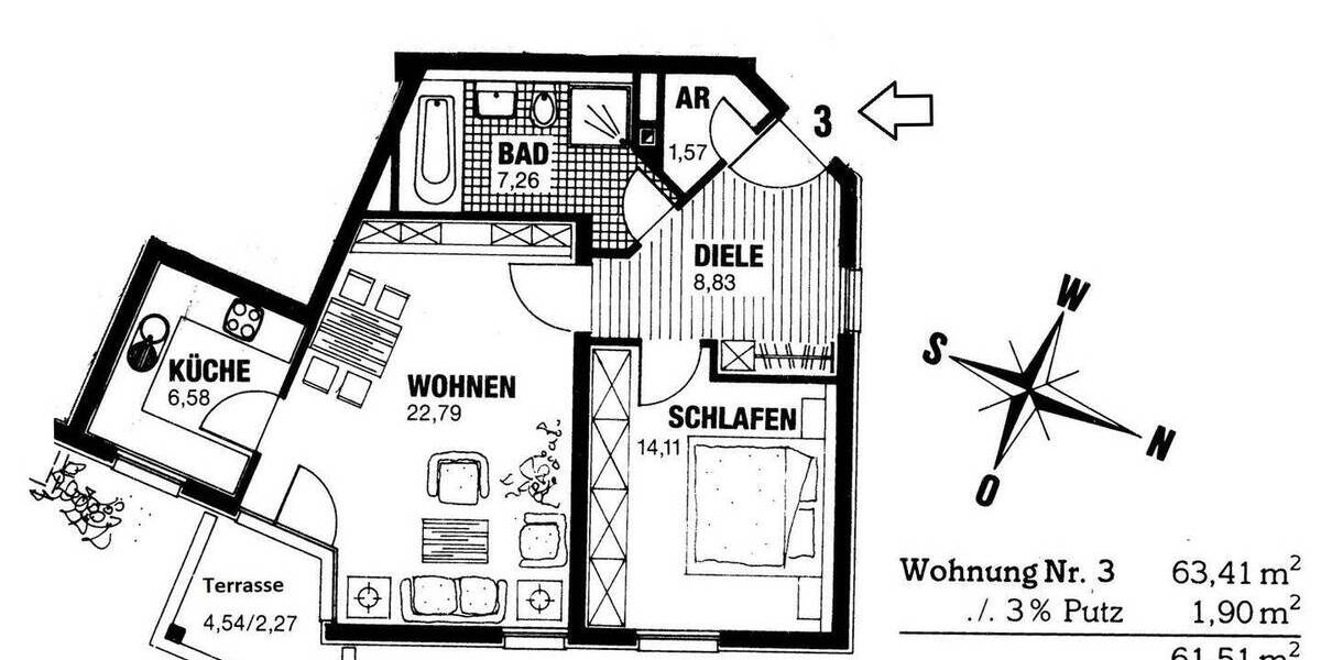 Etagenwohnung Nürnberg Sebald - 2 Zimmer, 62 m&sup2;, 730&euro; | Angebot:26361708