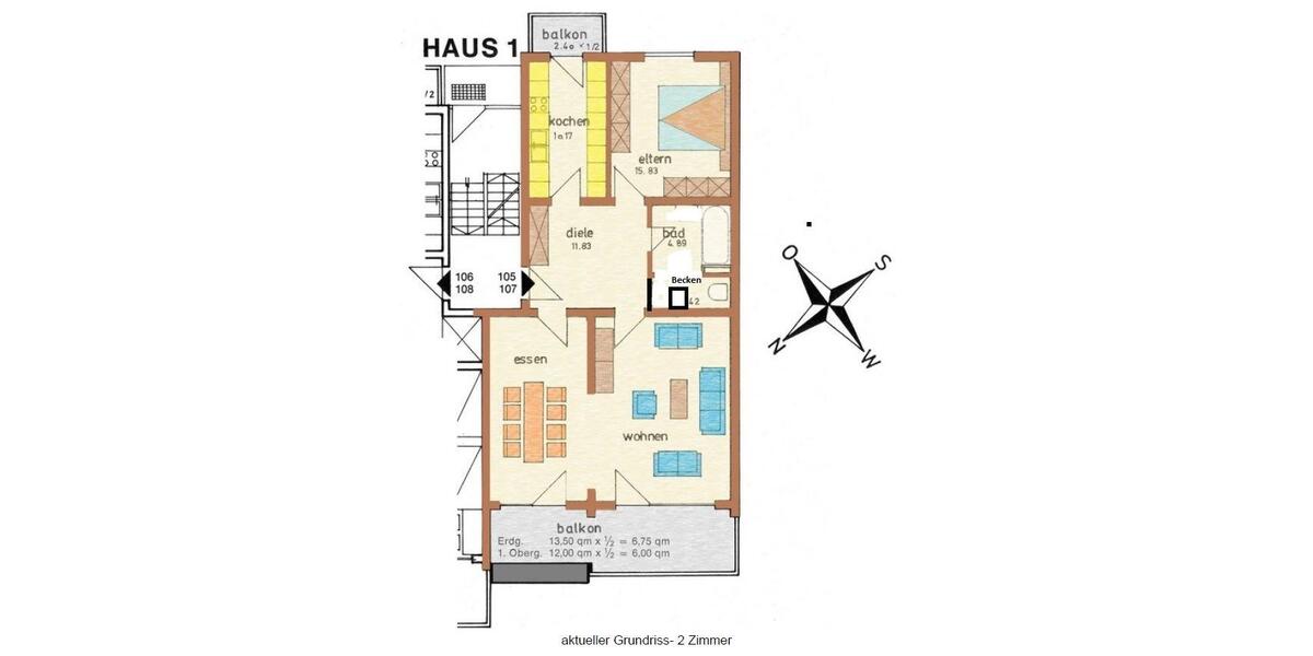 Etagenwohnung Nürnberg Erlenstegen - 3 Zimmer, 92 m&sup2;, 980&euro; | Angebot:26676166