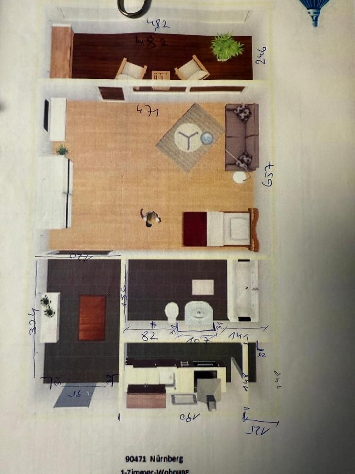 1-Zimmer-Wohnung in Nürnberg-Langwasser-Nord. 50m zur U-Bahn! zimmer