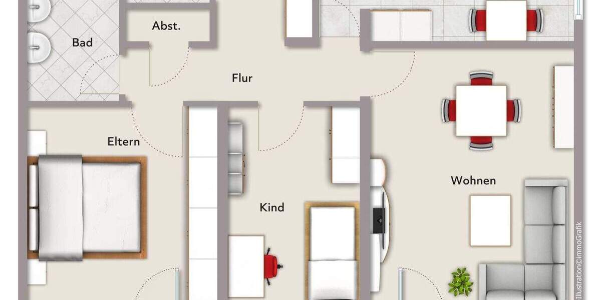 Etagenwohnung Erlangen Bruck - 3 Zimmer, 80 m&sup2;, 292.000&euro; | Angebot:25671199