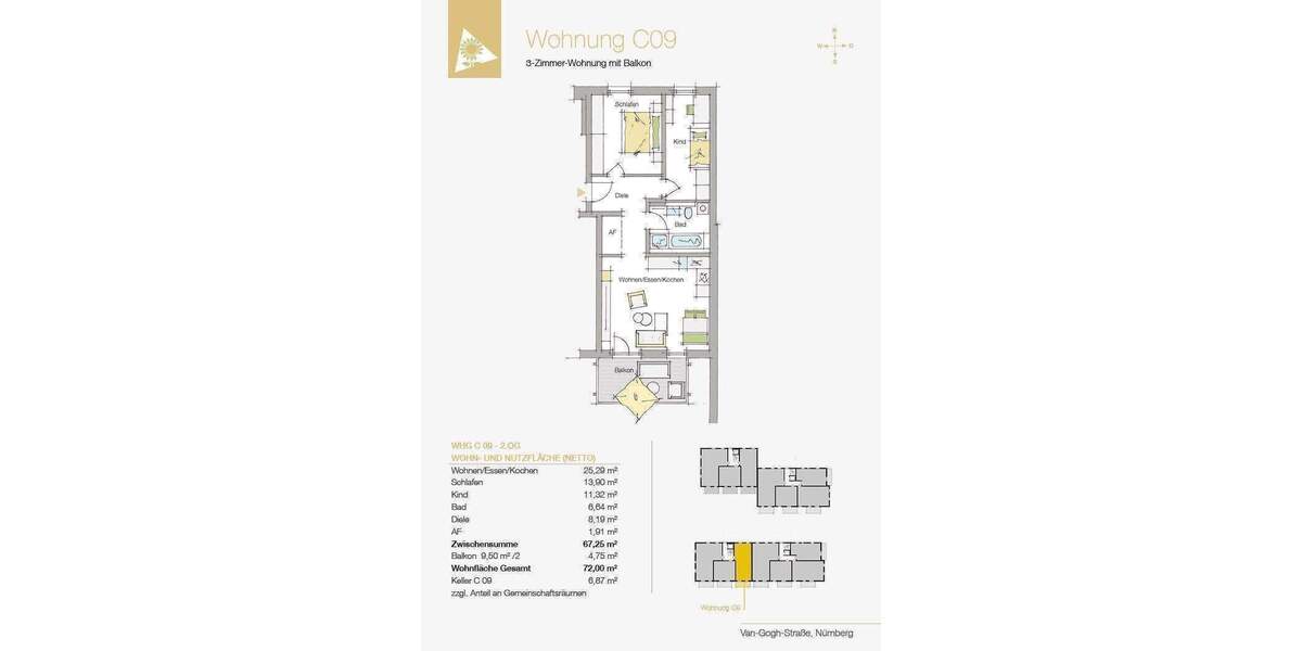 Etagenwohnung Nürnberg Herpersdorf - 3 Zimmer, 72 m&sup2;, 400.754&euro; | Angebot:26674160