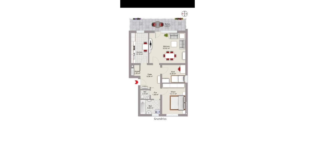 Etagenwohnung Nürnberg Gebersdorf - 3 Zimmer, 77 m&sup2;, 349.000&euro; | Angebot:27221363