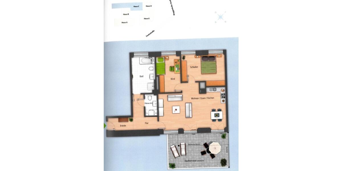 Spektakuläre Drei-Zimmer-Dachterrassen-Wohnung in komplett sanier 3 zimmer