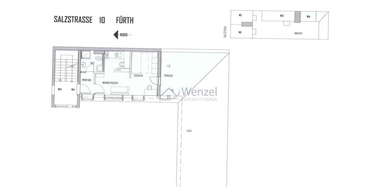 Dachgeschoßwohnung Fürth Altstadt - 1 Zimmer, 49 m&sup2;, 795&euro; | Angebot:25471605