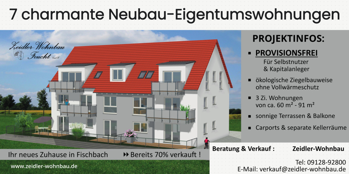 Etagenwohnung Nürnberg Fischbach - 3 Zimmer, 72 m&sup2;, 436.000&euro; | Angebot:25770817