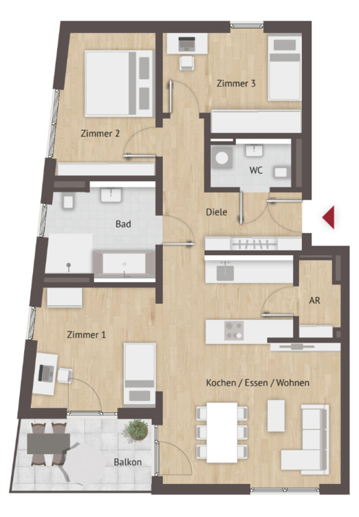 SONNE PUR! Bezugsfertige, helle 4-Zi-Eck-Whg. mit Tageslichtbad! Sie erhalten sogar noch den KfW-Zuschuss in Höhe von 26.250€! 4 zimmer