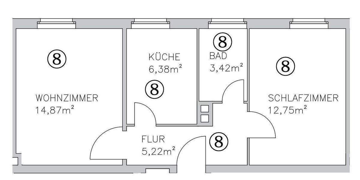 Etagenwohnung Nürnberg Wöhrd - 2 Zimmer, 42 m&sup2;, 900&euro; | Angebot:26703792