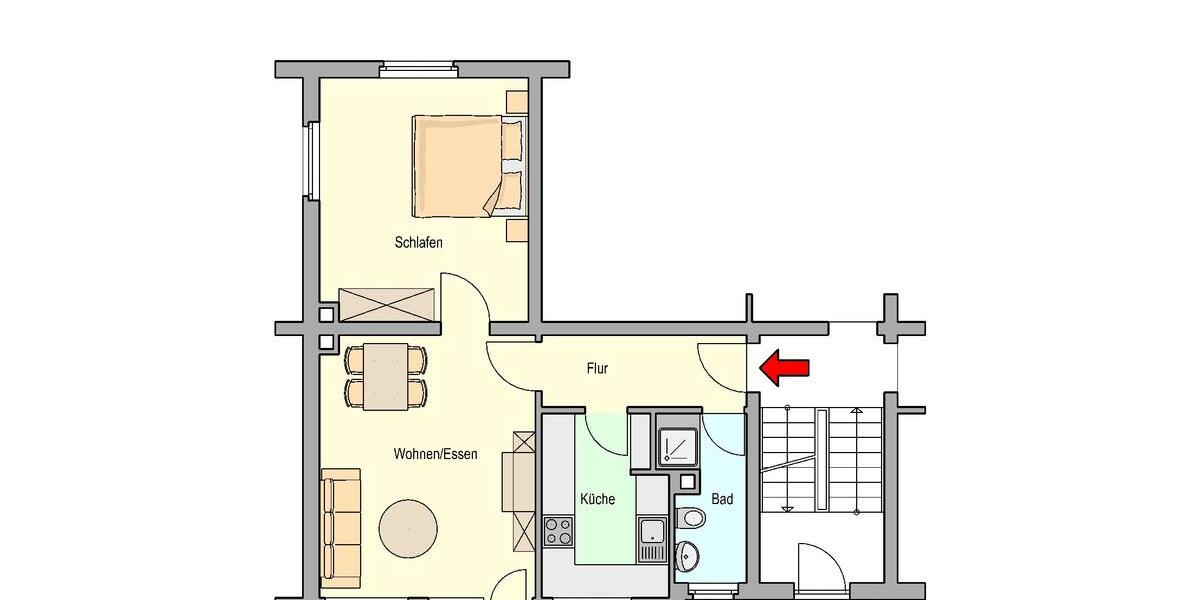 Etagenwohnung Nürnberg Hasenbuck - 2 Zimmer, 44 m&sup2;, 560&euro; | Angebot:25570554