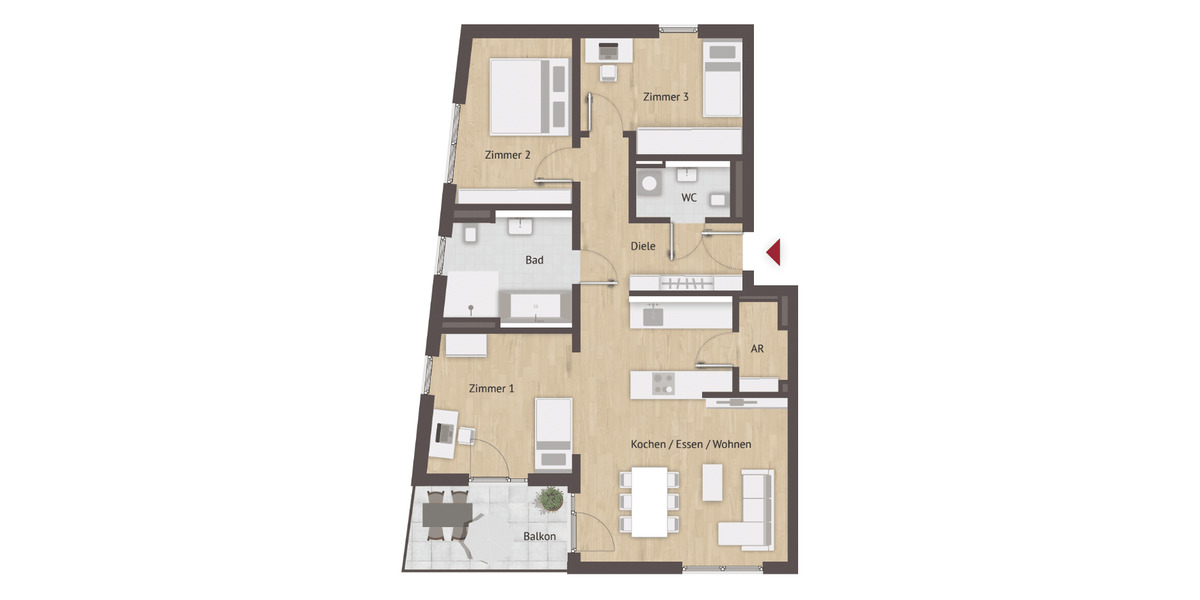 Etagenwohnung Nürnberg Laufamholz - 4 Zimmer, 95 m&sup2;, 741.570&euro; | Angebot:26826397