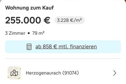 Wohnung Herzogenaurach - 3 Zimmer, 79 m&sup2;, 255.000&euro; | Angebot:25048125