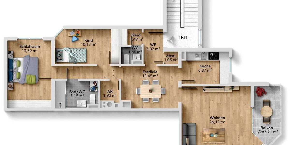 Etagenwohnung Nürnberg Laufamholz - 3 Zimmer, 89 m&sup2;, 415.000&euro; | Angebot:26064421