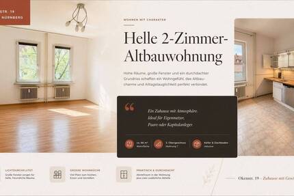 Wohnung Nürnberg Steinbühl - 2 Zimmer, 66 m&sup2;, 222.000&euro; | Angebot:26306370
