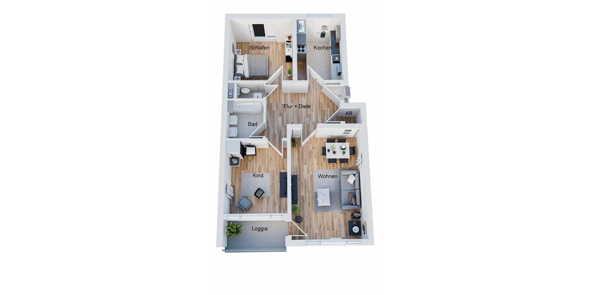 Etagenwohnung Nürnberg Gebersdorf - 3 Zimmer, 83 m&sup2;, 1.245&euro; | Angebot:27598954