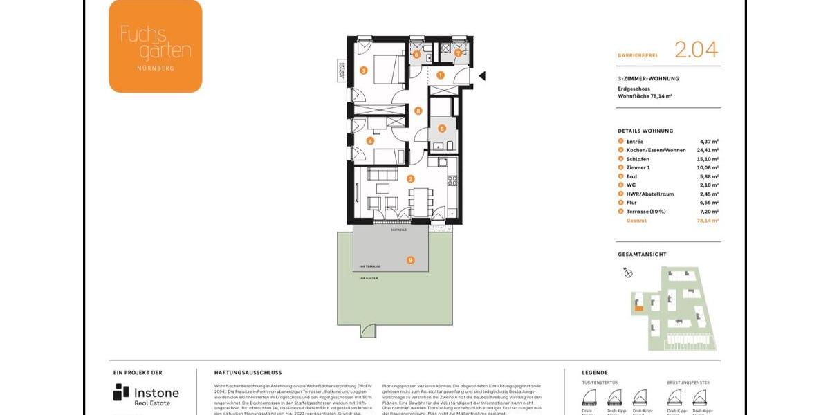 Erdgeschoßwohnung Nürnberg Almoshof - 3 Zimmer, 78 m&sup2;, 1.250&euro; | Angebot:26420661