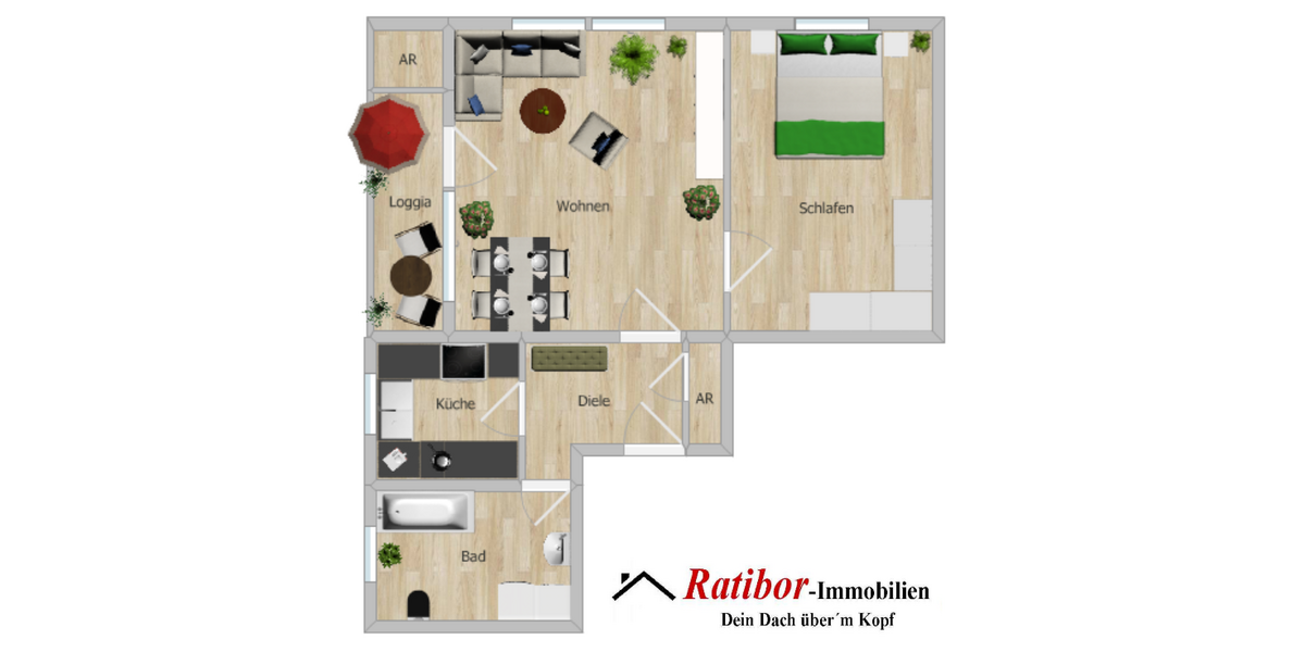 Gut vermietete 2 Zimmer-Mansardenwohnung mit Loggia und Stellplatz in ruhiger Wohnlage RH-Nord - Dachgeschoßwohnung Roth | Angebot:27569238