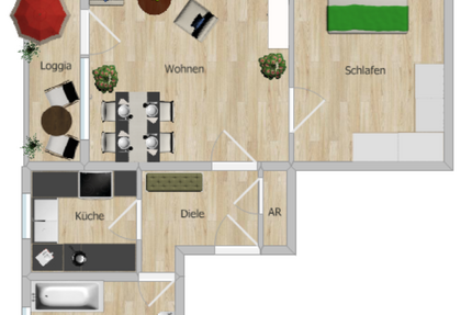 Gut vermietete 2 Zimmer-Mansardenwohnung mit Loggia und Stellplatz in ruhiger Wohnlage RH-Nord - Wohnung Roth | Angebot:27569238