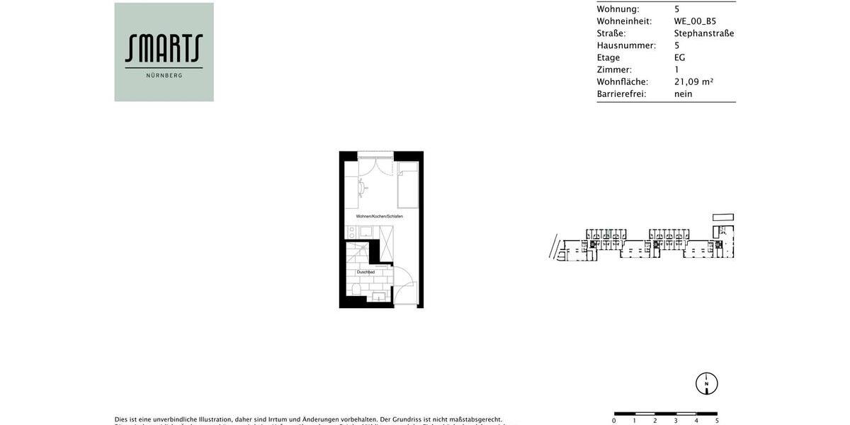 Erdgeschoßwohnung Nürnberg Gleißhammer - 1 Zimmer, 21 m&sup2;, 480&euro; | Angebot:26248513