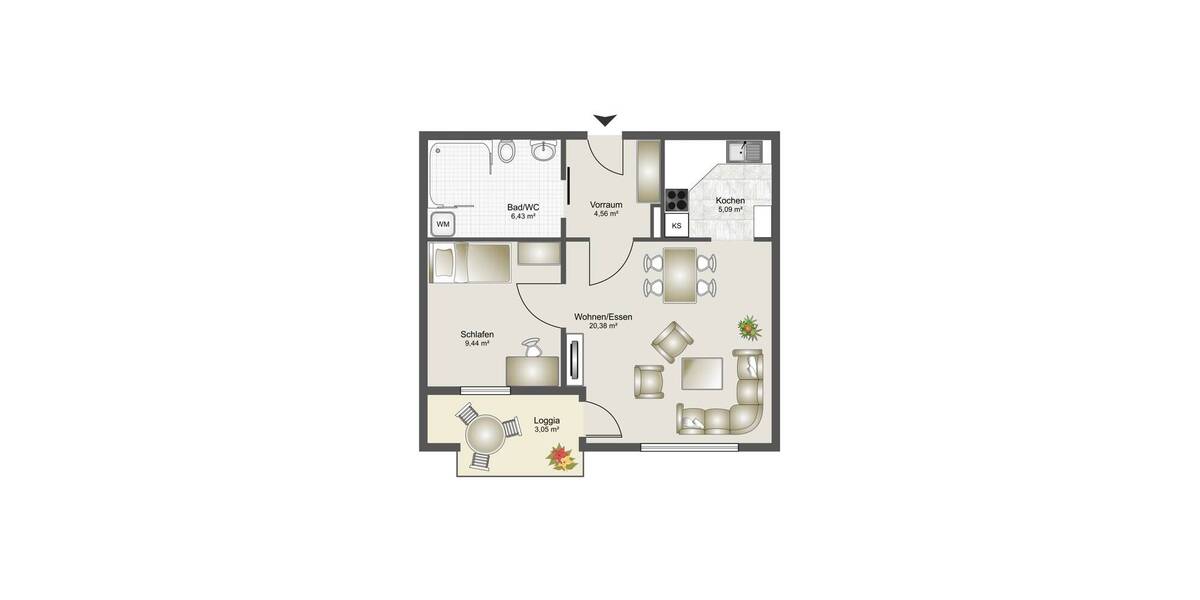Etagenwohnung Nürnberg Röthenbach b Schweinau - 2 Zimmer, 47 m&sup2;, 210.000&euro; | Angebot:26694658